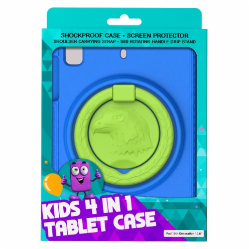 AMPD Children's iPad 10th Gen 10.6" Case/Holster/Screen Protector - Blue Perspective: front