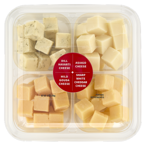Upper Cut Elevated Assorted Cheese Cube Tray Perspective: front