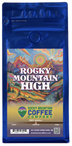 Rocky Mountain Coffee Co Rocky Mountain High Ground Coffee Perspective: front