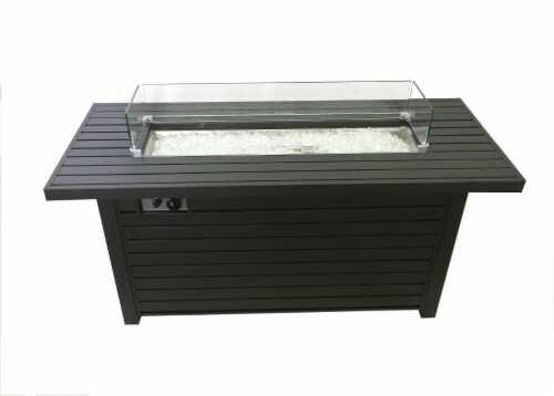 AZ Patio Heaters Outdoor Rectangle Fire Pit in Black Mocha with Wind Screen AZ Patio Heaters Outdoor Rectangle Fire Pit in Black Mocha with Wind Screen