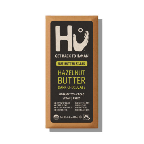 Hu® Hazelnut Butter Filled Organic Dark Chocolate Bar Perspective: front