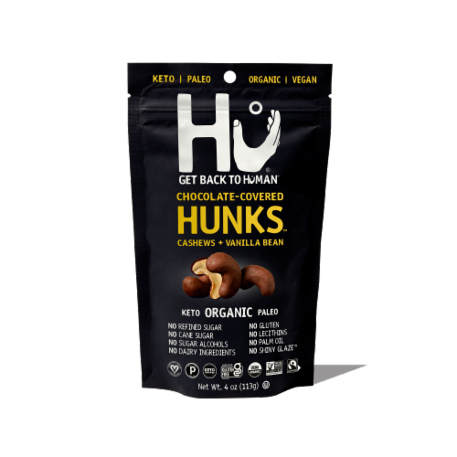 Hu® Cashews + Vanilla Bean Chocolate Covered Hunks™ Perspective: front