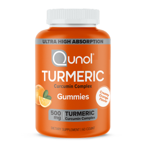 Qunol® Creamy Orange Turmeric Curcumin Complex Gummies Perspective: front