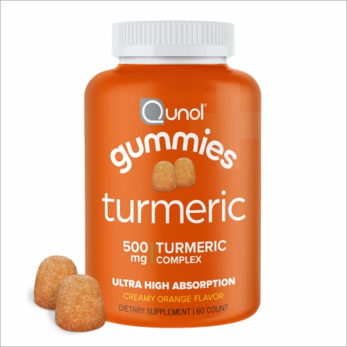 Qunol® Creamy Orange Turmeric Curcumin Complex Gummies Perspective: front