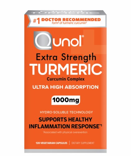 Qunol Turmeric Extra Strength Turmeric 1000mg Vegetarian Capsules Perspective: front