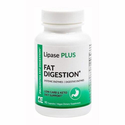 Dynamic Enzymes Lipase Plus Fat Digestion Enzymes, 90 Capsules Perspective: front