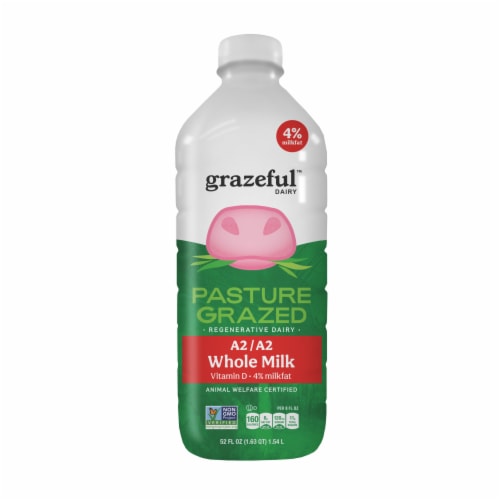 Grazeful Dairy Pasture Grazed A2 Whole Milk Perspective: front