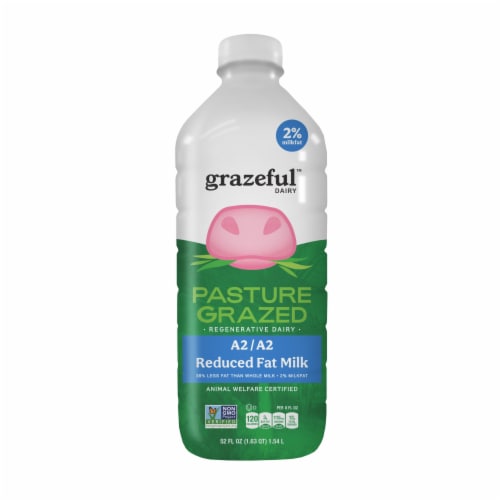 Grazeful Dairy Pasture Grazed A2 Reduced Fat Milk Perspective: front