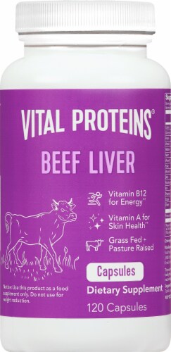 Vital Proteins Beef Liver Pasture-Raised Capsules 750mg Perspective: front