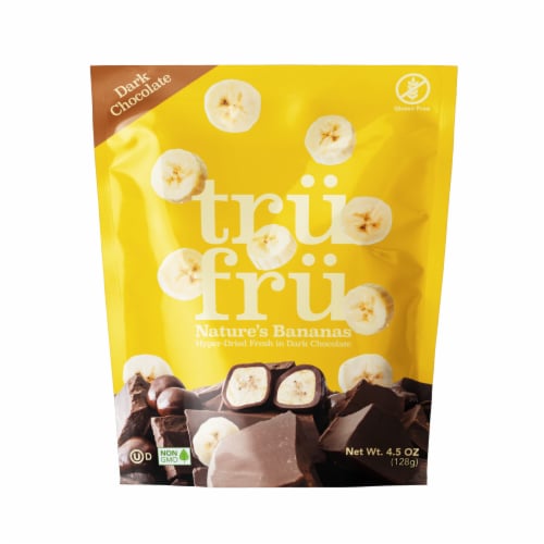 Tru Fru Bananas Hyper-Dried in Dark Chocolate Perspective: front