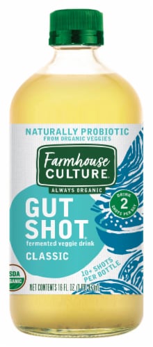 Farmhouse Culture Gut Shot Classic Fermented Veggie Drink Perspective: front