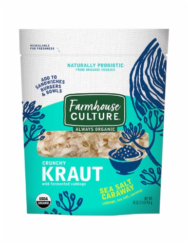 Farmhouse Culture Organic Sea Salt Caraway Crunchy Kraut Perspective: front