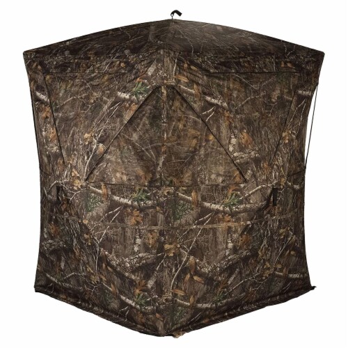 Rhino Blinds R300-RTE 3 Person Hunting Ground Blind w/ 3 Windows, Realtree Edge Perspective: front