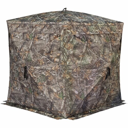 Rhino Blinds R180 3 Person Hunting Ground See-Through Mesh Blind, Realtree Edge Perspective: front