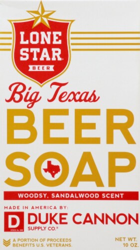 Duke Cannon Woodsy Sandalwood Scent Lone Star Beer Soap Perspective: front