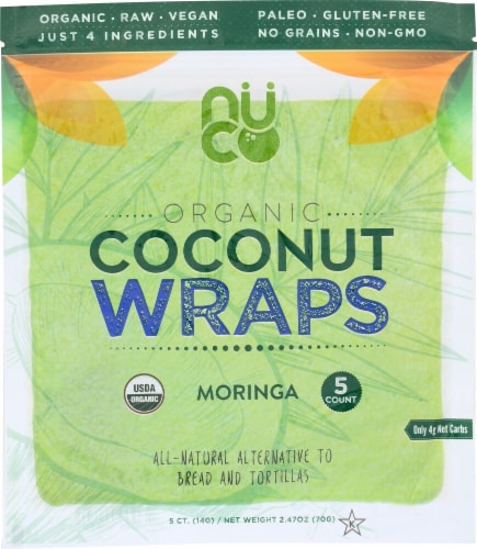 NUCO Organic Moringa Coconut Wraps Perspective: front