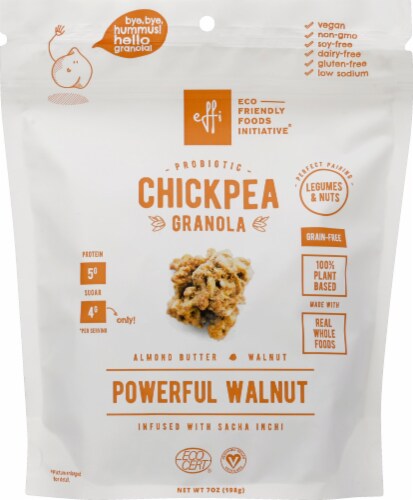 EFFi Foods Probiotic Chickpea Granola Clusters - Almond Butter Walnut Perspective: front