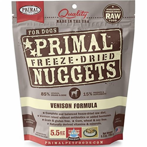 Primal Pet Foods PX00495 Canine Venison Freeze Dried Food, 5.5 oz Perspective: front