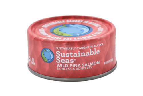 Sustainable Seas® Skinless & Boneless Wild Pink Salmon Perspective: front