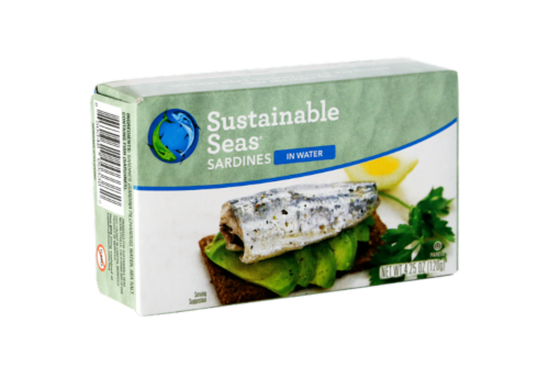 Sustainable Seas® Sardines in Water Perspective: front