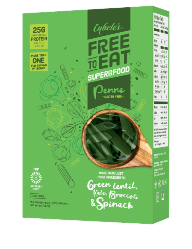 Cybele's Free to Eat Superfood Green Penne Pasta Perspective: front