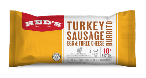 Red’s Turkey Sausage Frozen Breakfast Burrito Perspective: front