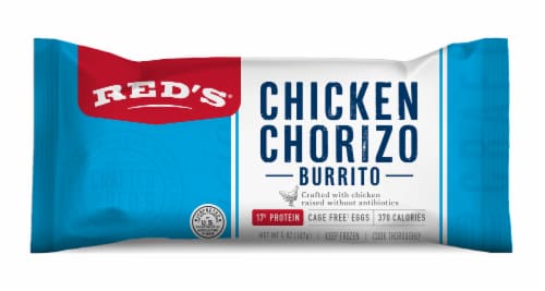 Red’s Chicken Chorizo Frozen Breakfast Burrito Perspective: front