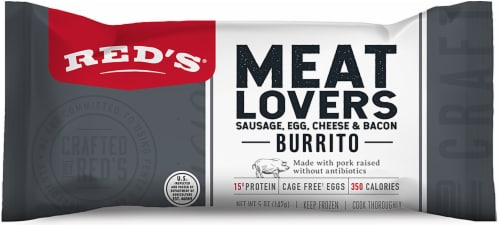 Red’s Meat Lovers Frozen Breakfast Burrito Perspective: front