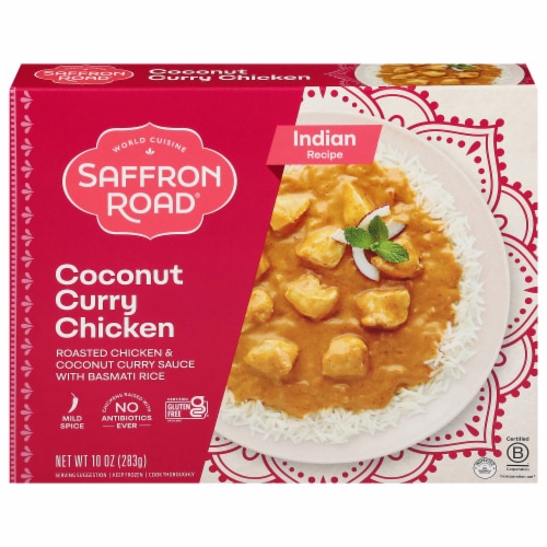 Saffron Road® Coconut Curry Chicken with Basmati Rice Gluten-Free Frozen Meal Perspective: front