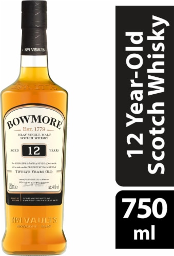 Bowmore Twelve Year Old Islay Single Malt Scotch Whisky, 750