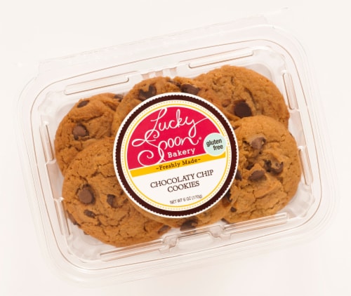 Lucky Spoon Bakery Gluten Free Chocolate Chip Cookies 6 Count Perspective: front