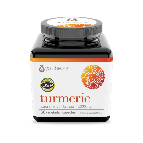 Youtheory® Extra Strength Formula Turmeric Dietary Supplement Capsules Perspective: front