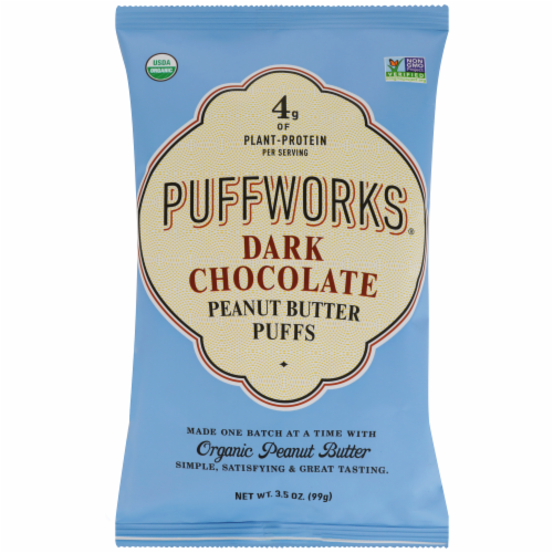 Puffworks Organic Dark Chocolate Peanut Butter Puffs Perspective: front