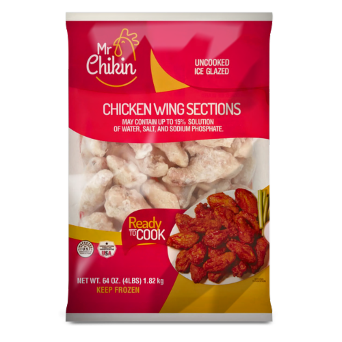 Mr Chikin Uncooked Chicken Wing Sections Perspective: front