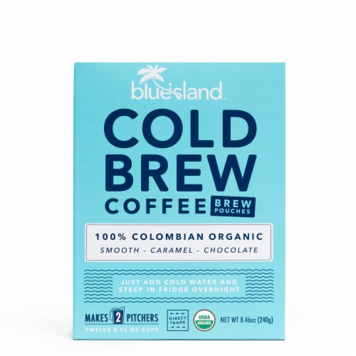 Blue Island Organic Cold Brew Coffee Pouches Perspective: front