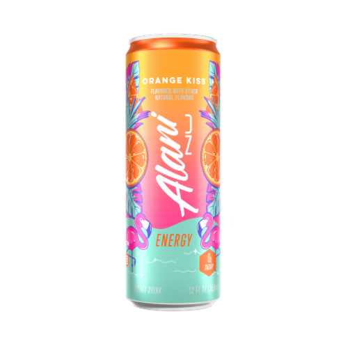 Alani Nu Orange Kiss Energy Drink Can Perspective: front