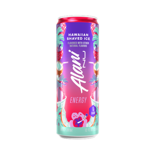 Alani Nu Hawaiian Shaved Ice Sugar Free Energy Drink Can Perspective: front