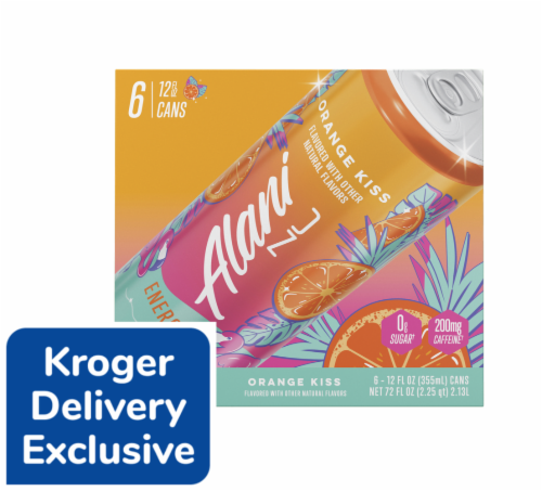 Alani NU Orange Kiss Energy Drink Multipack Cans Perspective: front