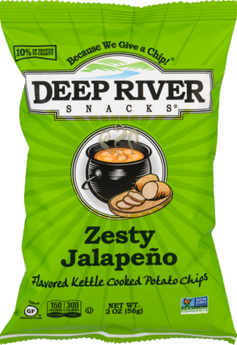 Deep River Snacks Zesty Jalapeno Kettle Cooked Potato Chips Perspective: front