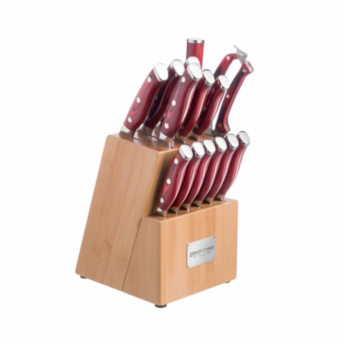 Ergo Chef Crimson 15 Piece Knife Block Set Perspective: front