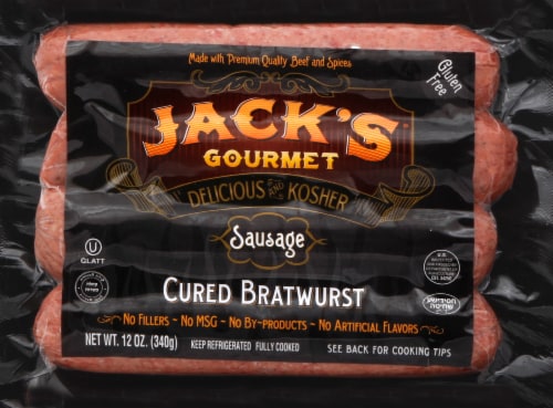 Jack's Gourmet® Kosher Cured Bratwurst Sausage Perspective: front