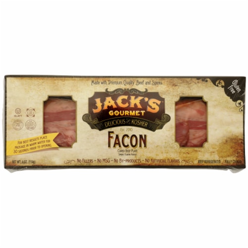 Jack's Gourmet Cured Beef Facon Perspective: front