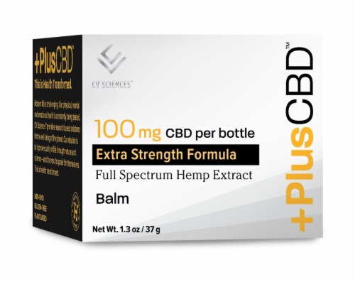 PlusCBD™ Extra Strength Formula Full Spectrum Hemp Extract Balm 100mg Perspective: front