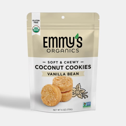 Emmy's Organics Organic Vanilla Bean Coconut Cookies Perspective: front