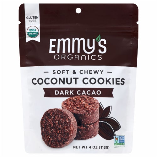 Emmy's Organics Dark Cacao Coconut Cookies Perspective: front