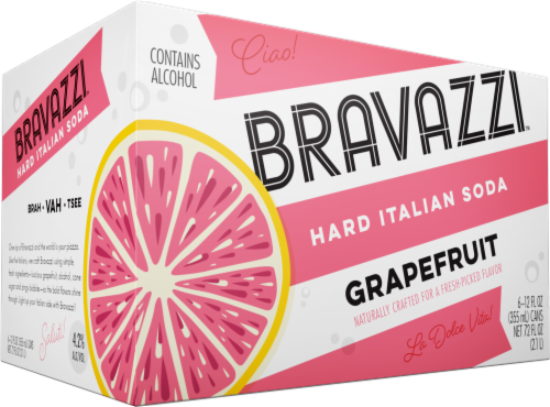 Bravazzi Grapefruit Hard Soda Perspective: front