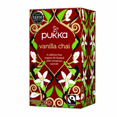 Pukka Vanilla Chai Herbal Tea Sachets Perspective: front
