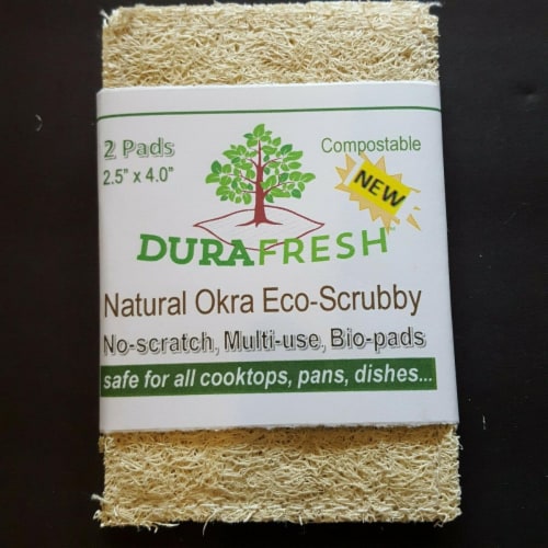 Durafresh 920001 Natural Okra Eco Scrubby Pads, Pack of 2 Perspective: front