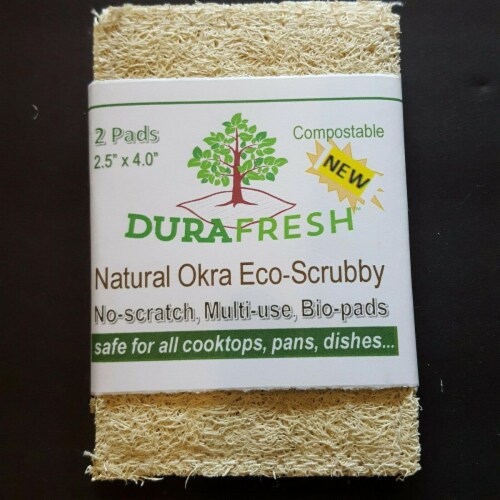 Durafresh 920001 Natural Okra Eco Scrubby Pads, Pack of 2 Perspective: front