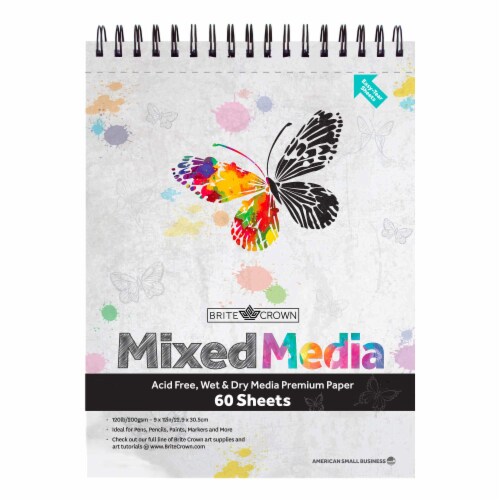 Brite Crown Mixed Media Sketch Pad 1-Pack (60 Sheets) - 9x12Sketch Book Perspective: front